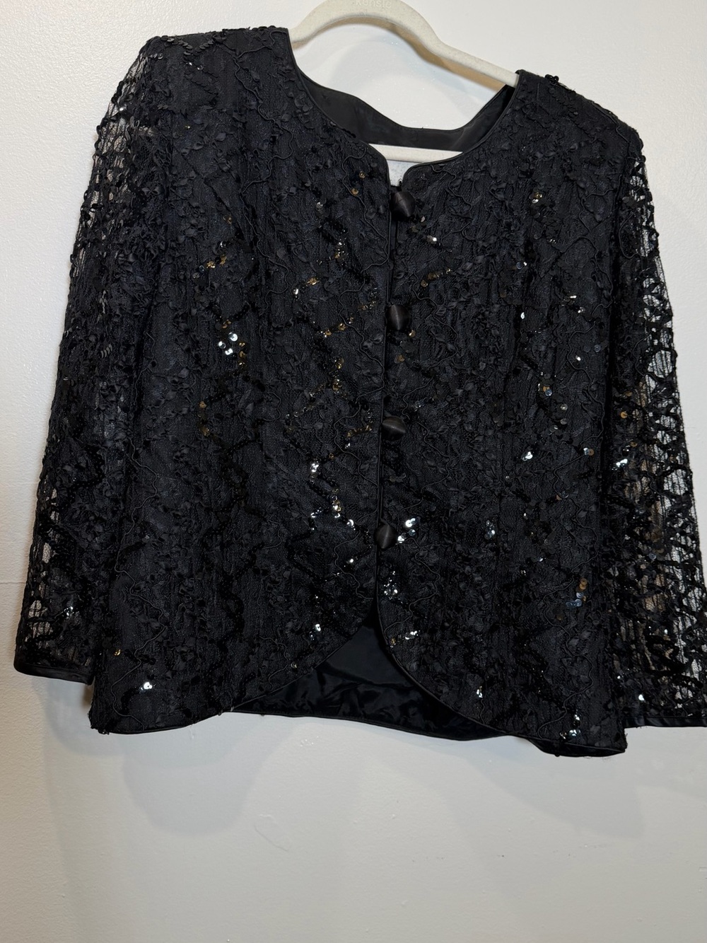 Black Lace Sequin Tunic Jacket